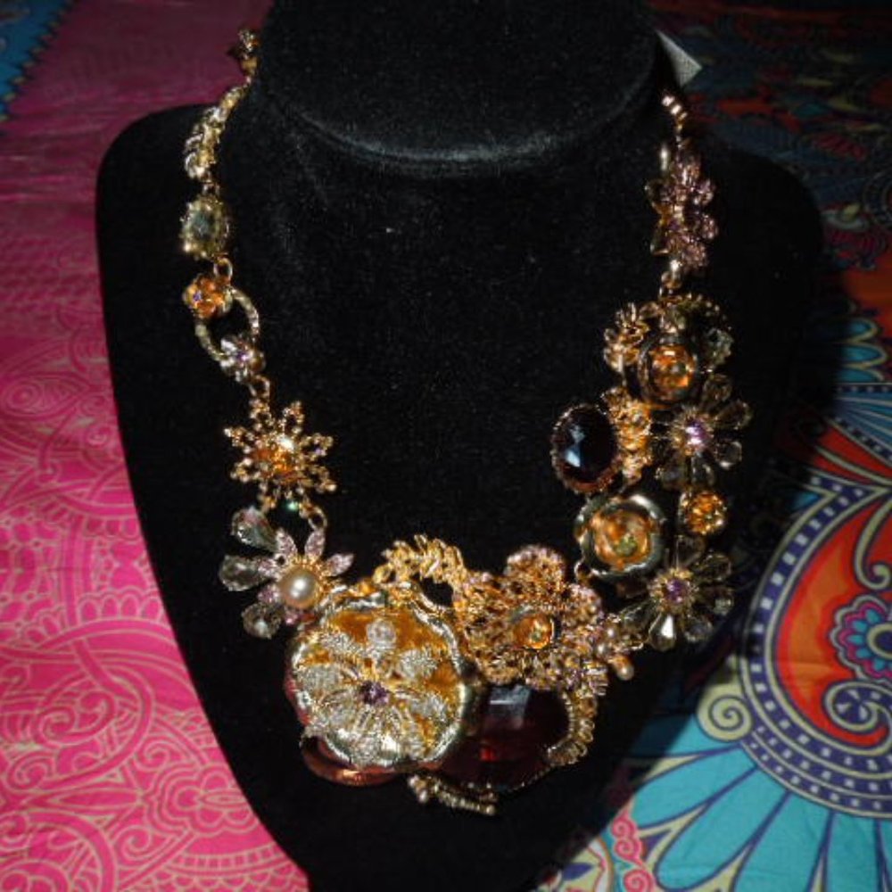 NWT Miriam Haskell Flower Statement Necklace